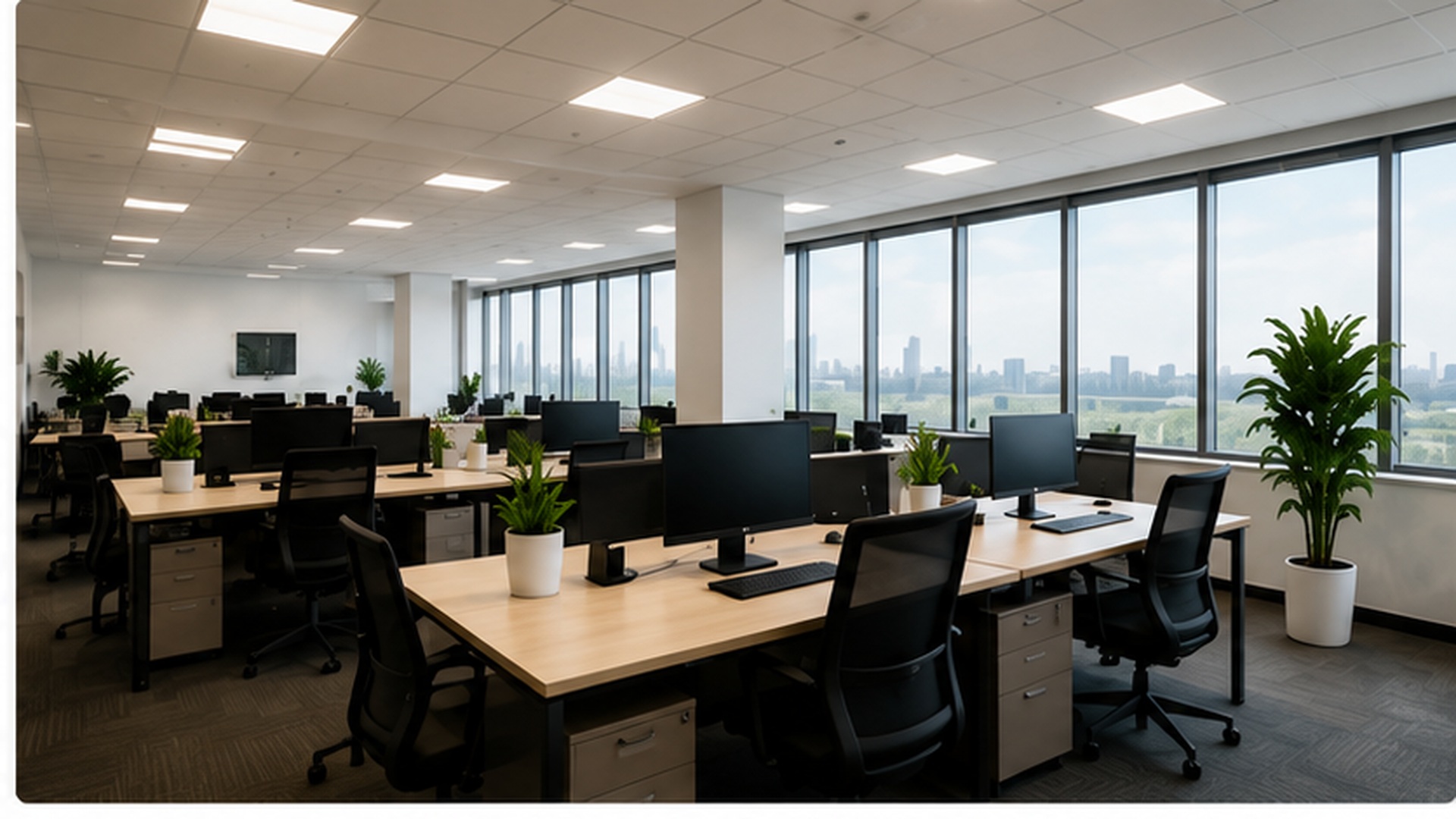 Modern open office workspace